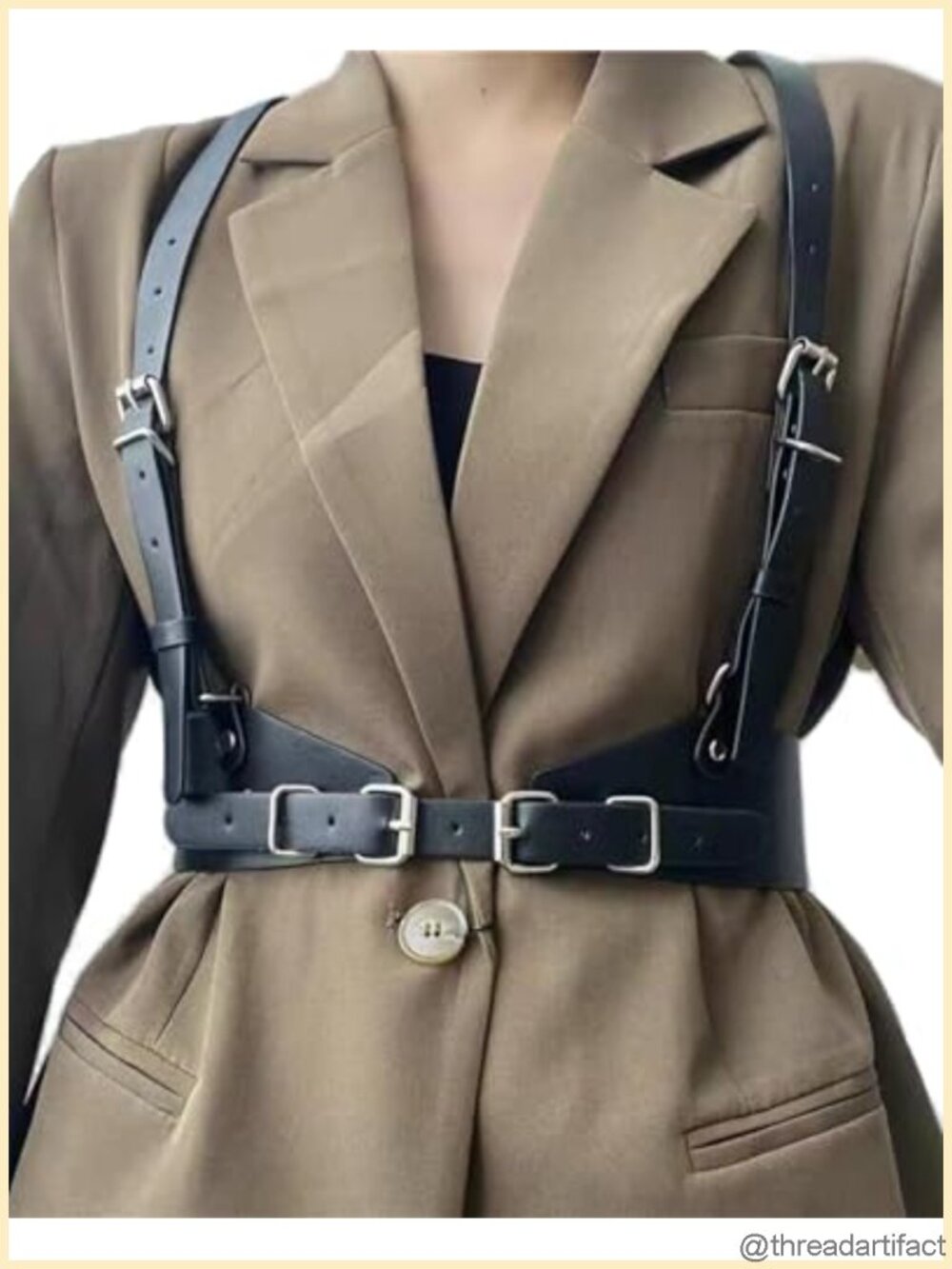 PU Leather Harness Belt Adjustable Gothic Punk Waist Belt